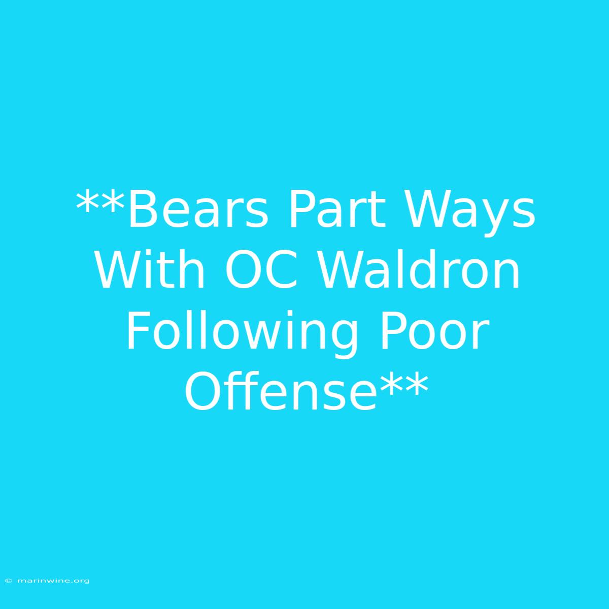 **Bears Part Ways With OC Waldron Following Poor Offense** 