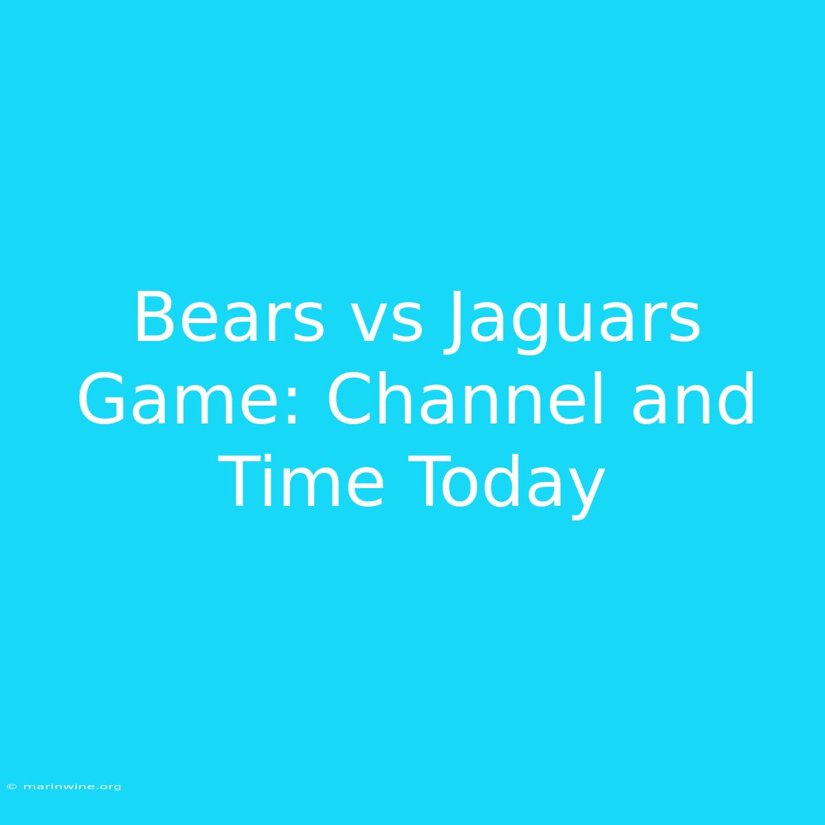 Bears Vs Jaguars Game: Channel And Time Today 