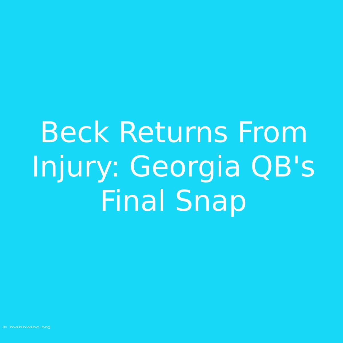 Beck Returns From Injury: Georgia QB's Final Snap