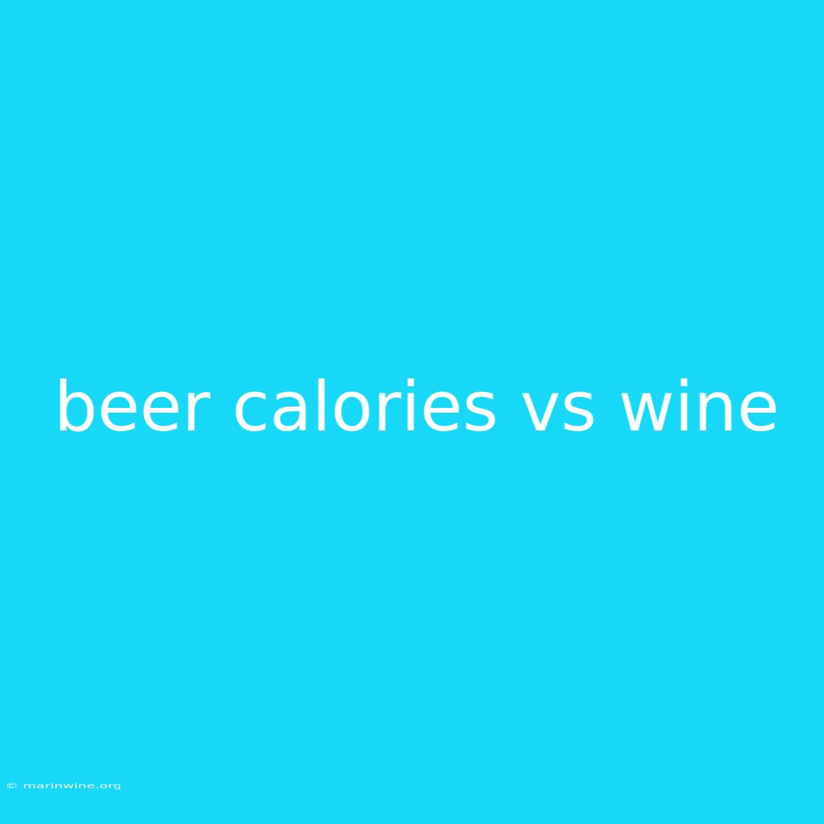 Beer Calories Vs Wine