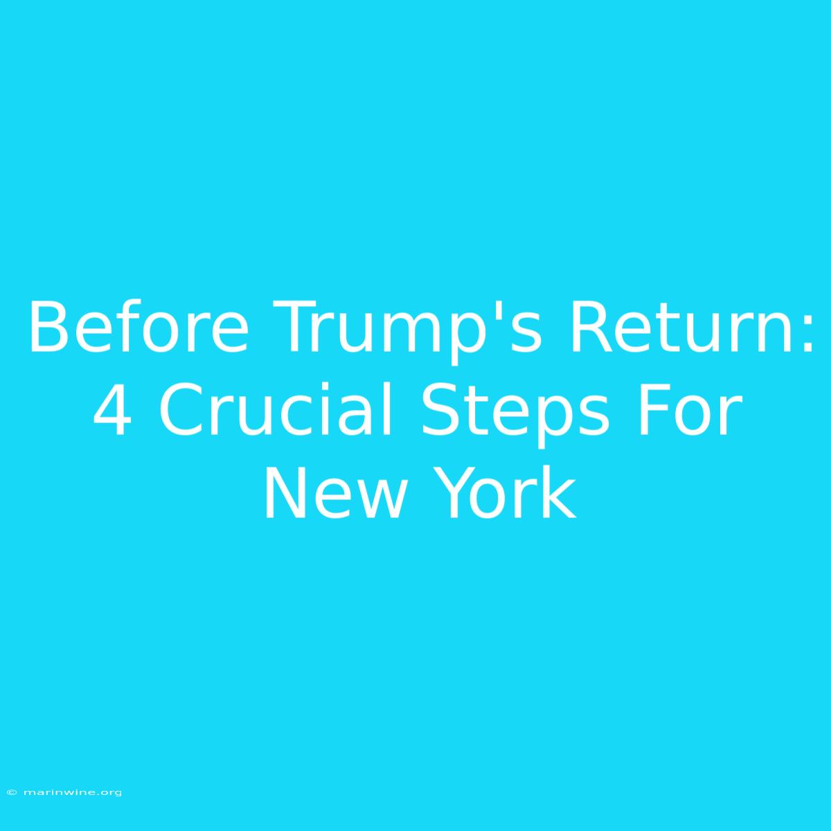 Before Trump's Return: 4 Crucial Steps For New York 