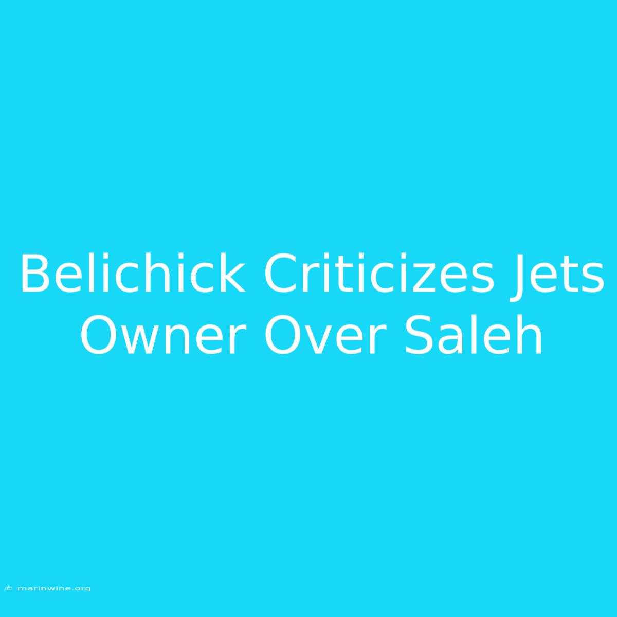 Belichick Criticizes Jets Owner Over Saleh