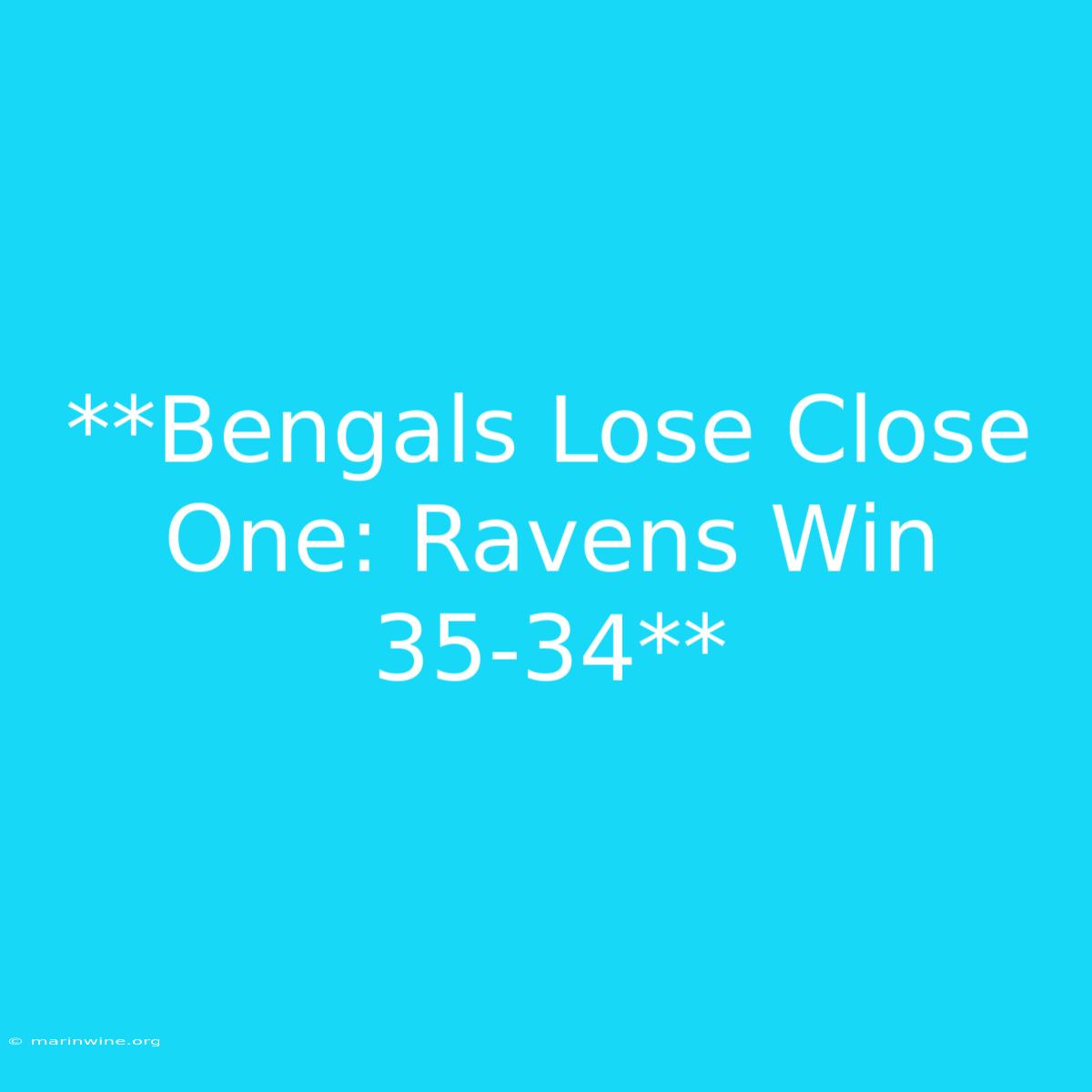 **Bengals Lose Close One: Ravens Win 35-34**