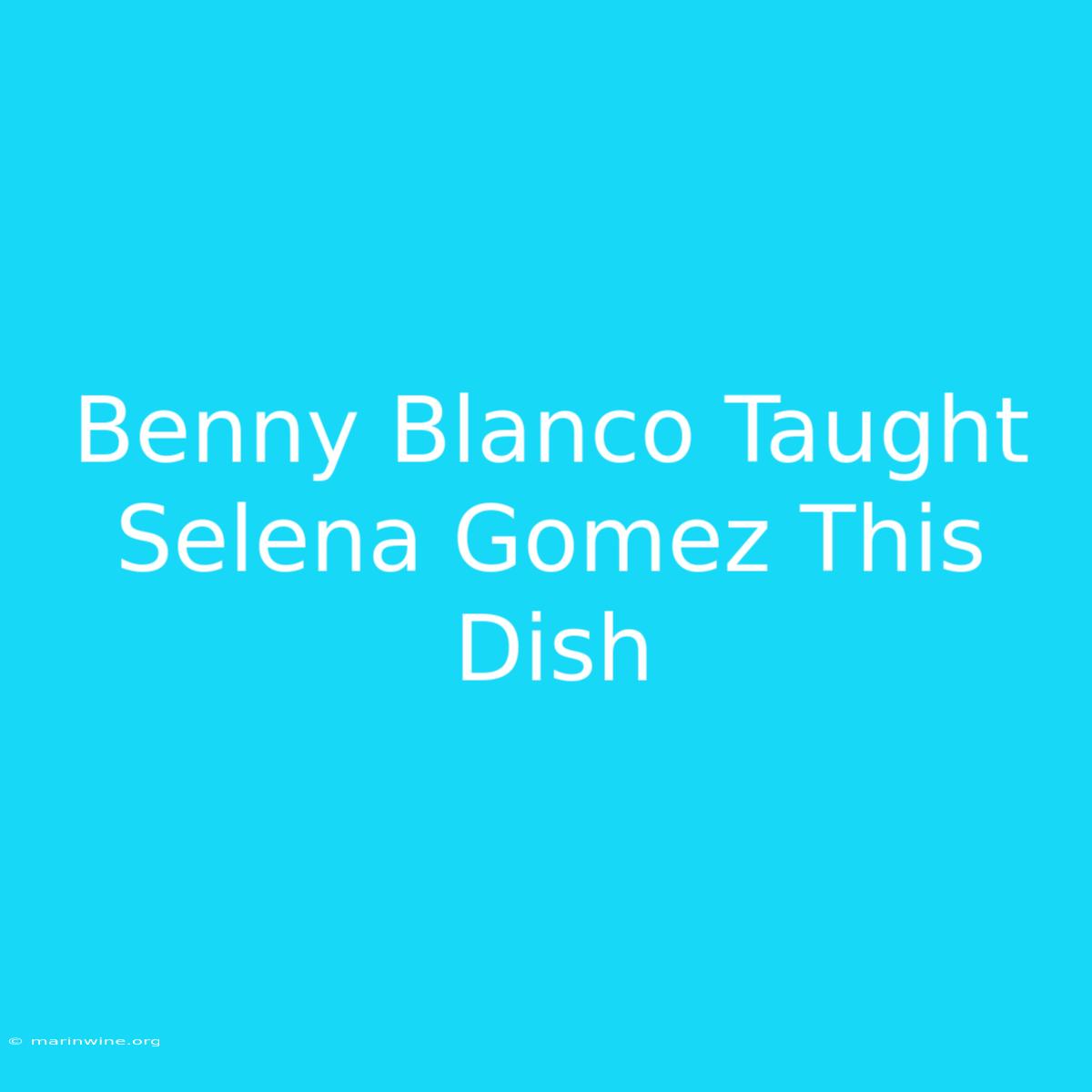 Benny Blanco Taught Selena Gomez This Dish