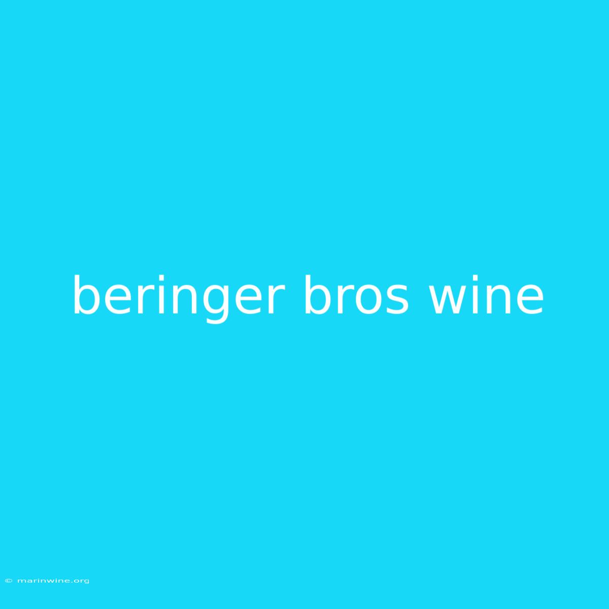 Beringer Bros Wine