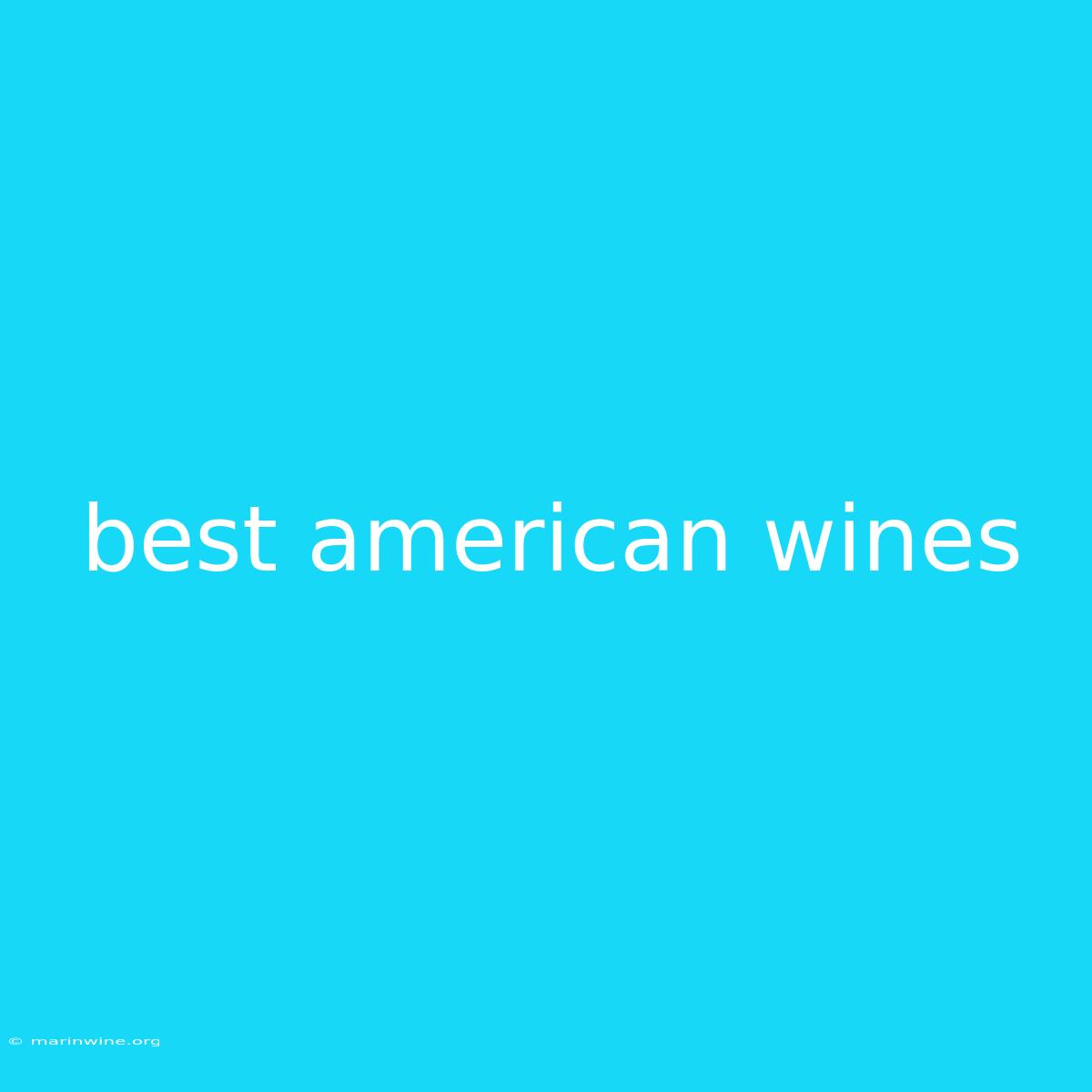 Best American Wines