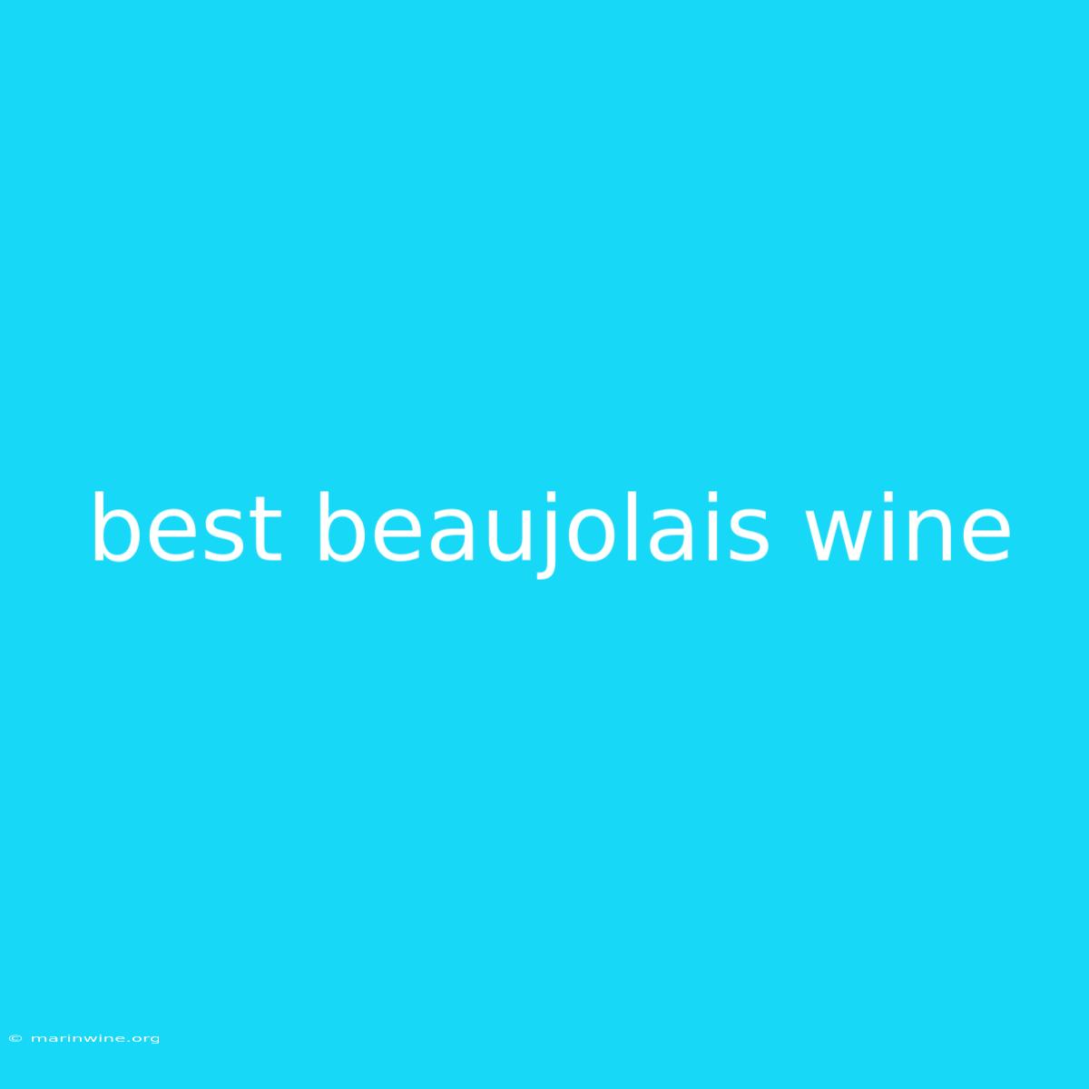 Best Beaujolais Wine