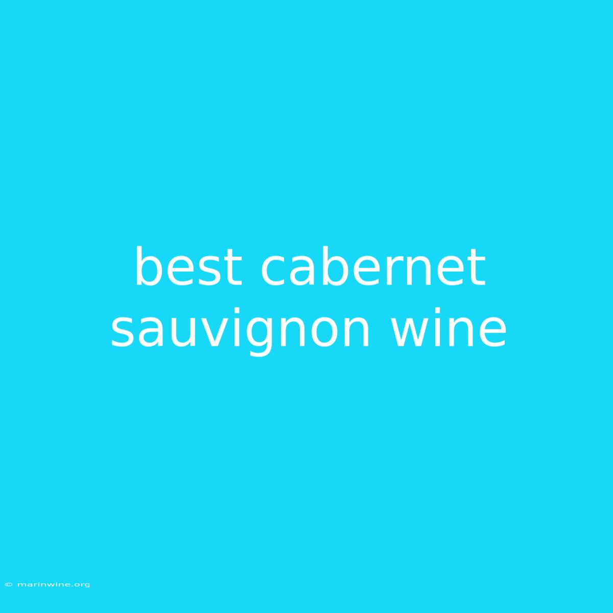 Best Cabernet Sauvignon Wine