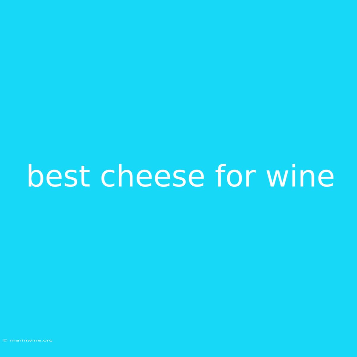 Best Cheese For Wine