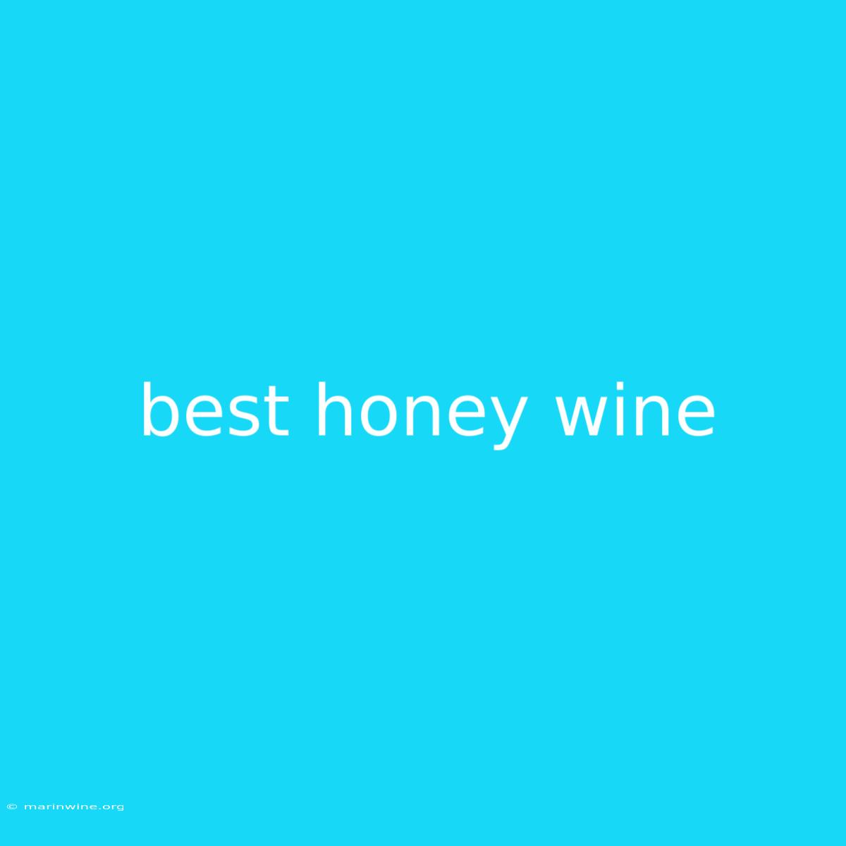 Best Honey Wine