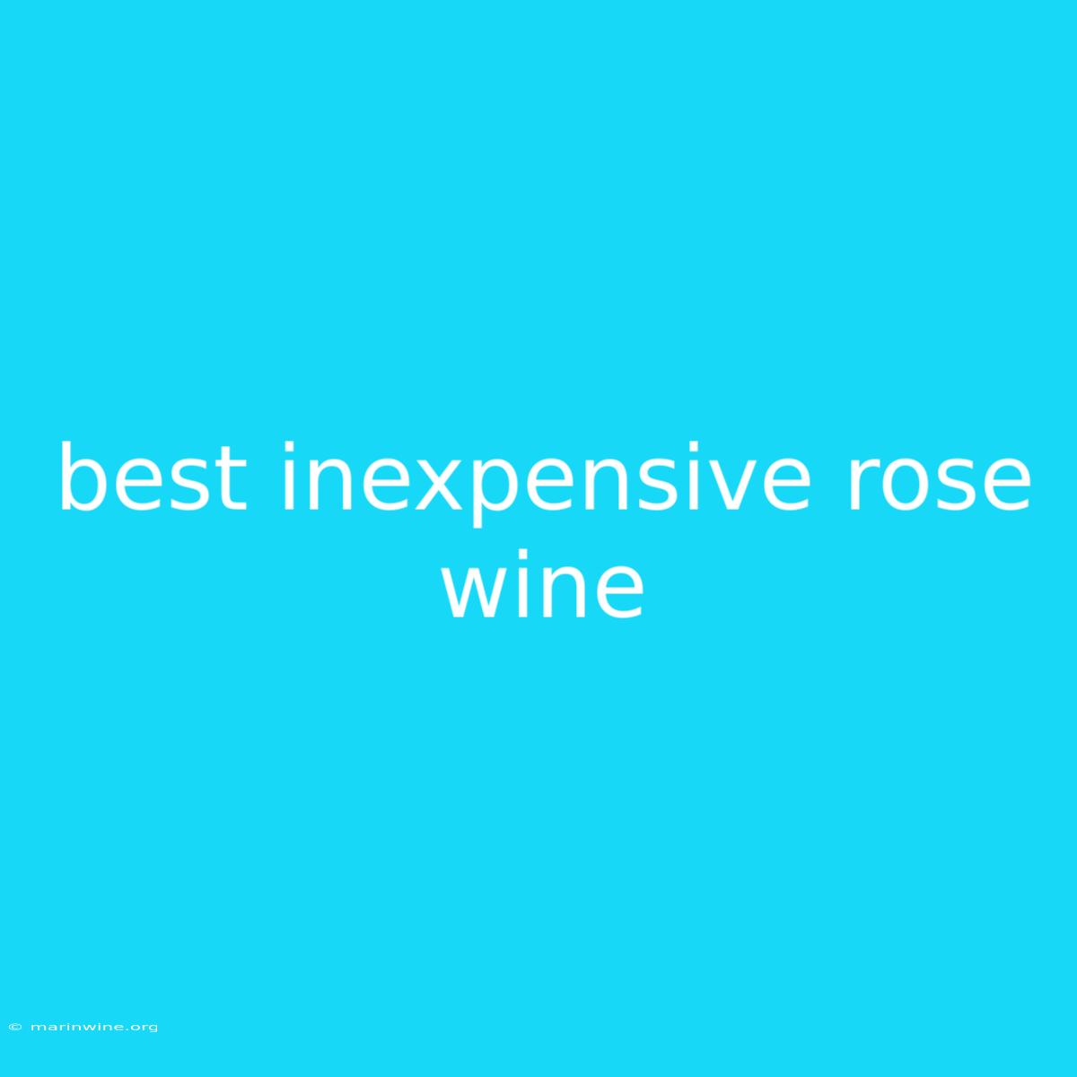 Best Inexpensive Rose Wine