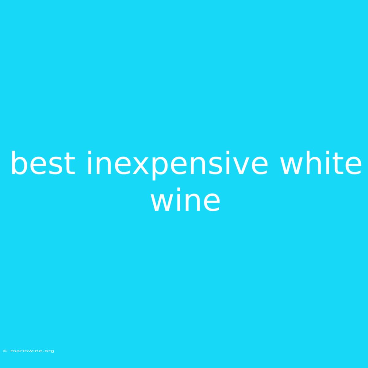 Best Inexpensive White Wine