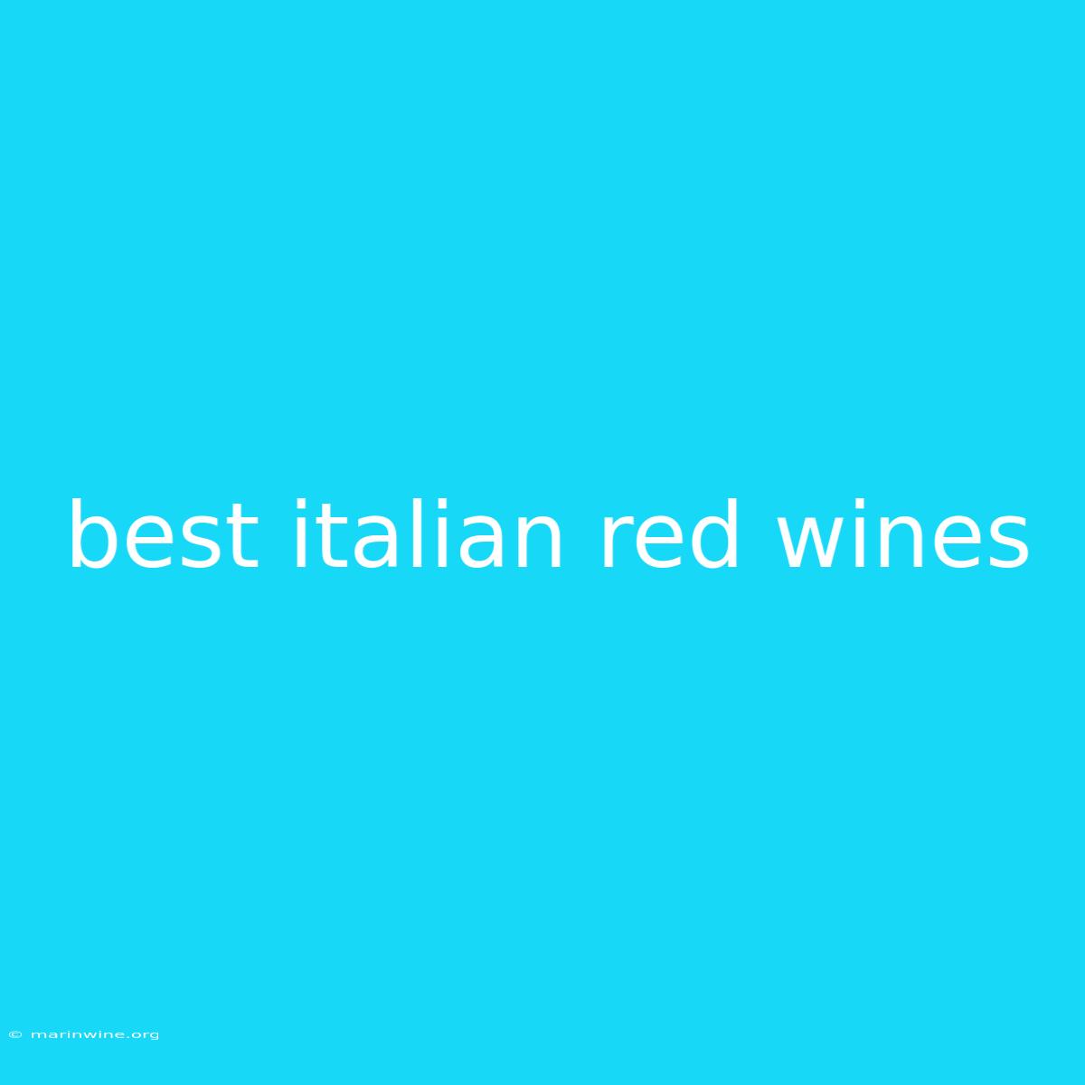 Best Italian Red Wines