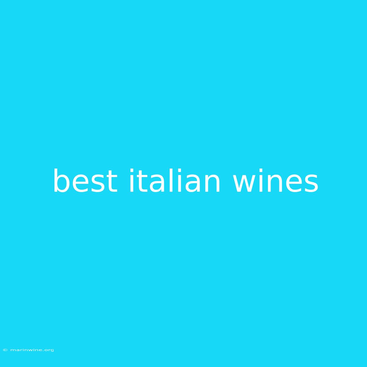 Best Italian Wines