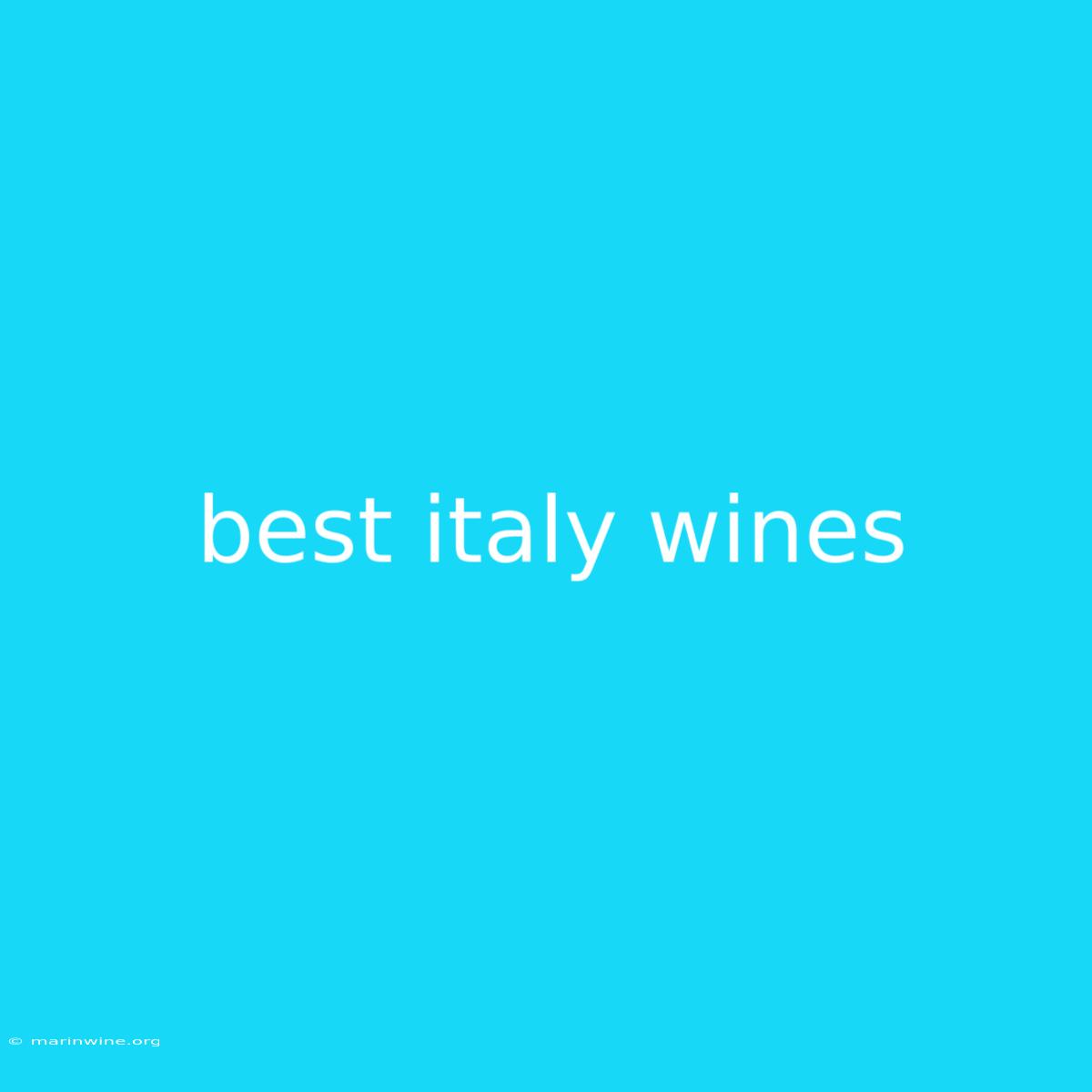 Best Italy Wines