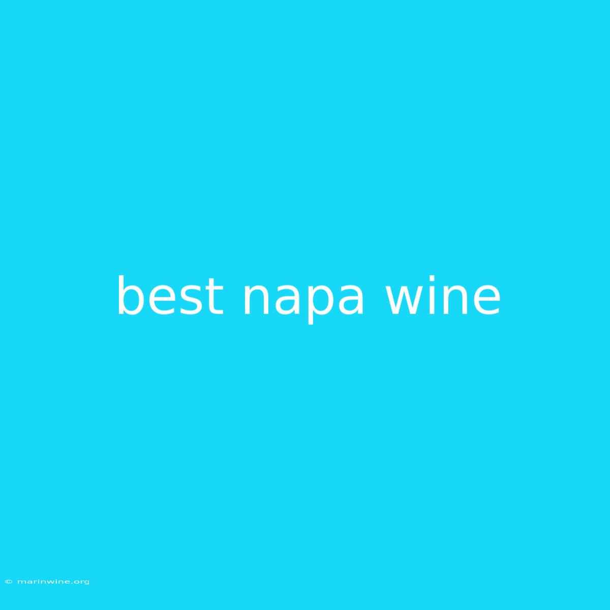 Best Napa Wine