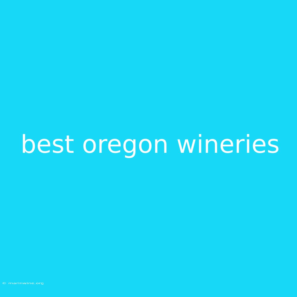 Best Oregon Wineries