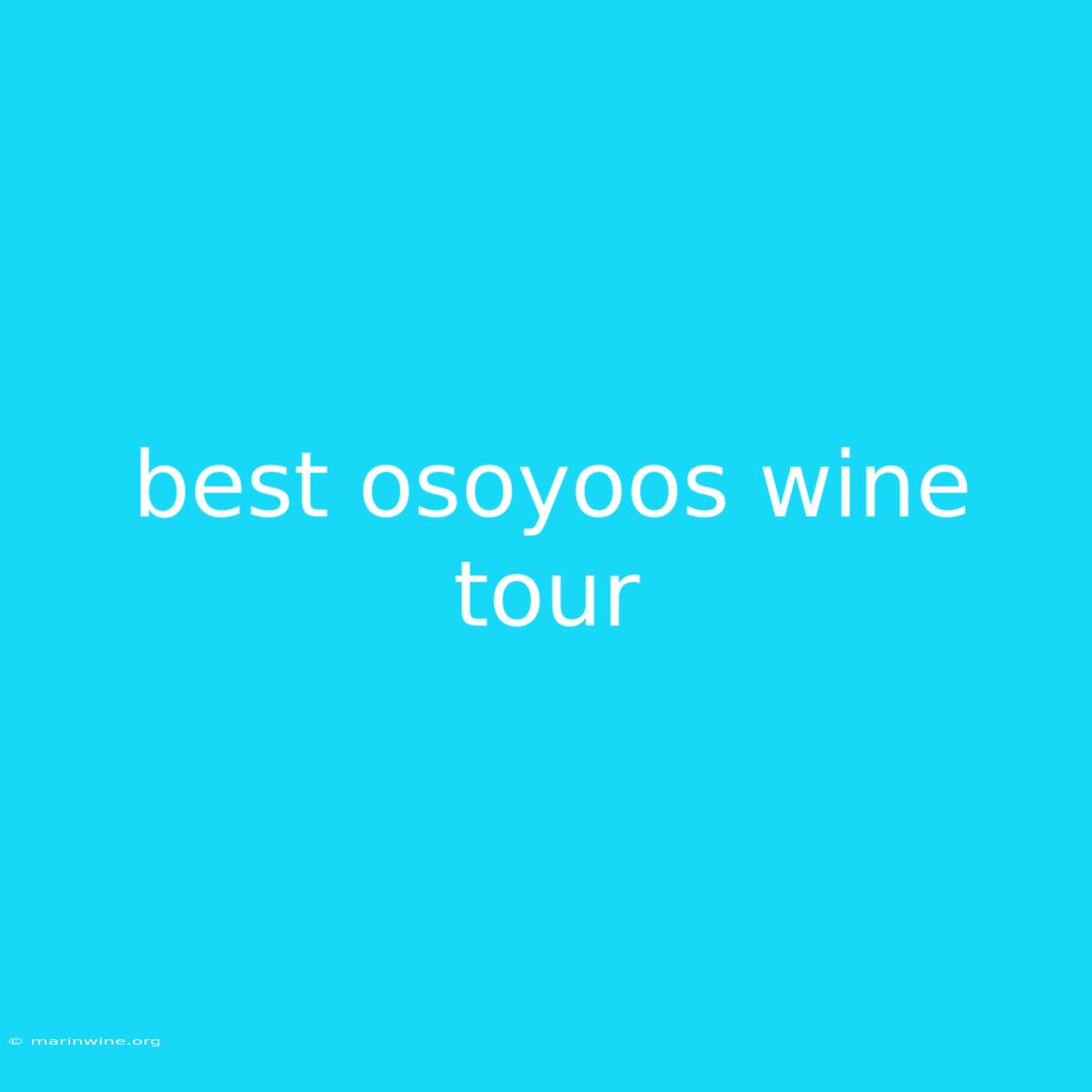 Best Osoyoos Wine Tour