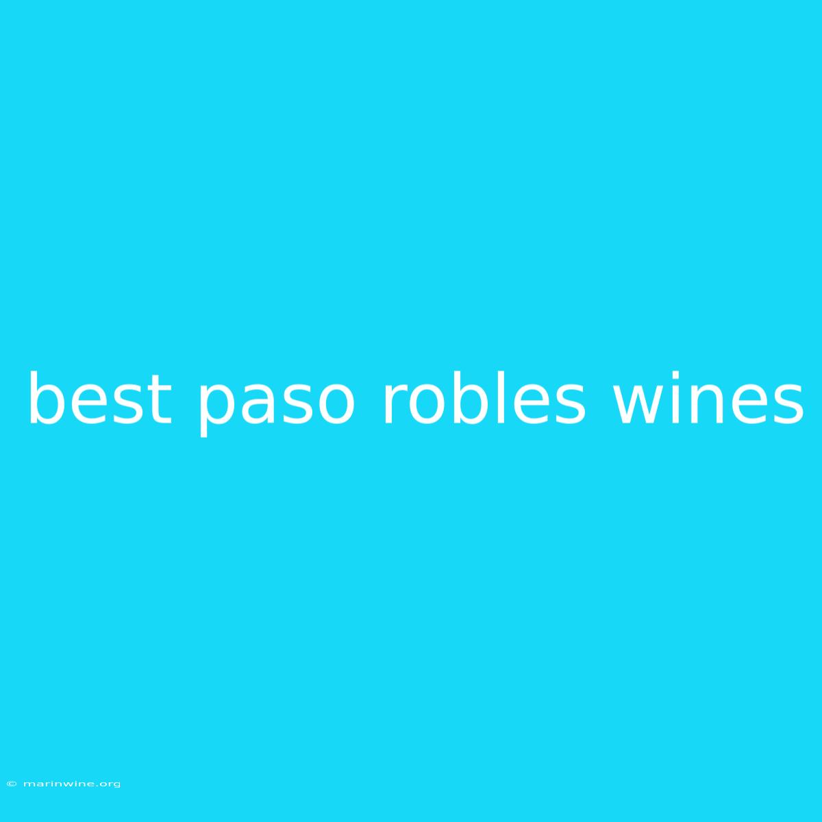 Best Paso Robles Wines