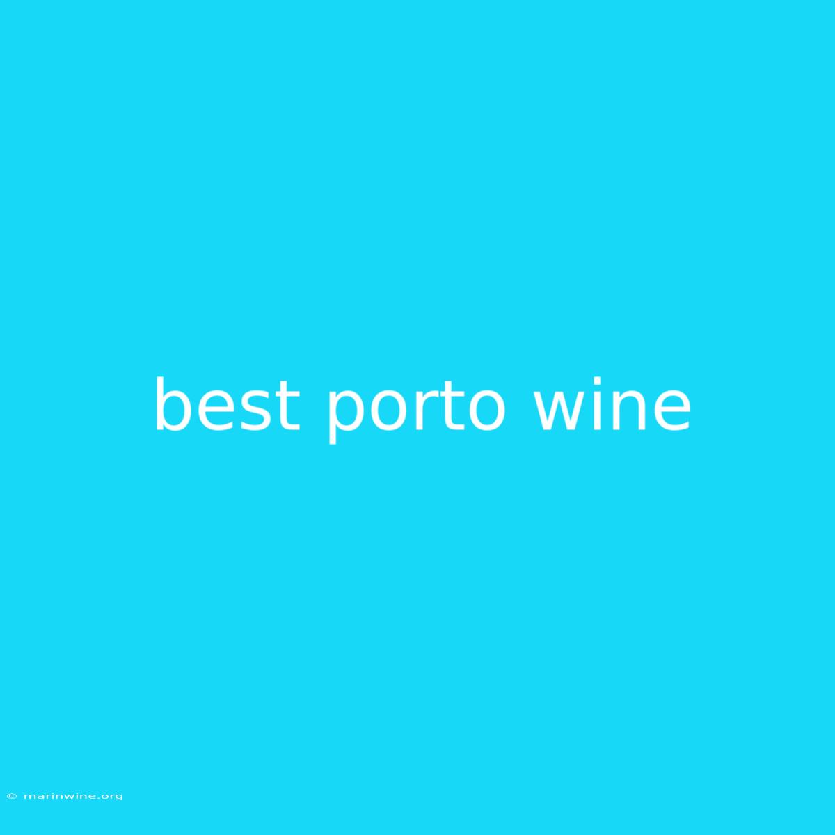 Best Porto Wine