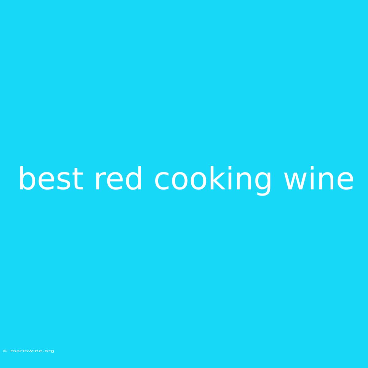 Best Red Cooking Wine