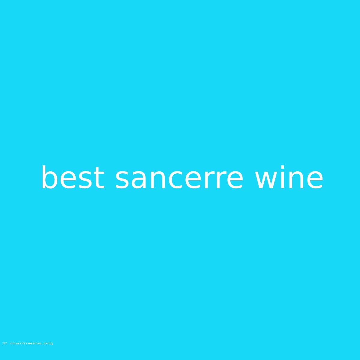 Best Sancerre Wine