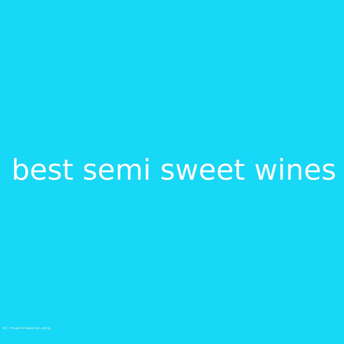 Best Semi Sweet Wines