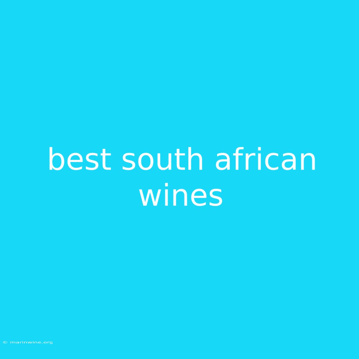 Best South African Wines