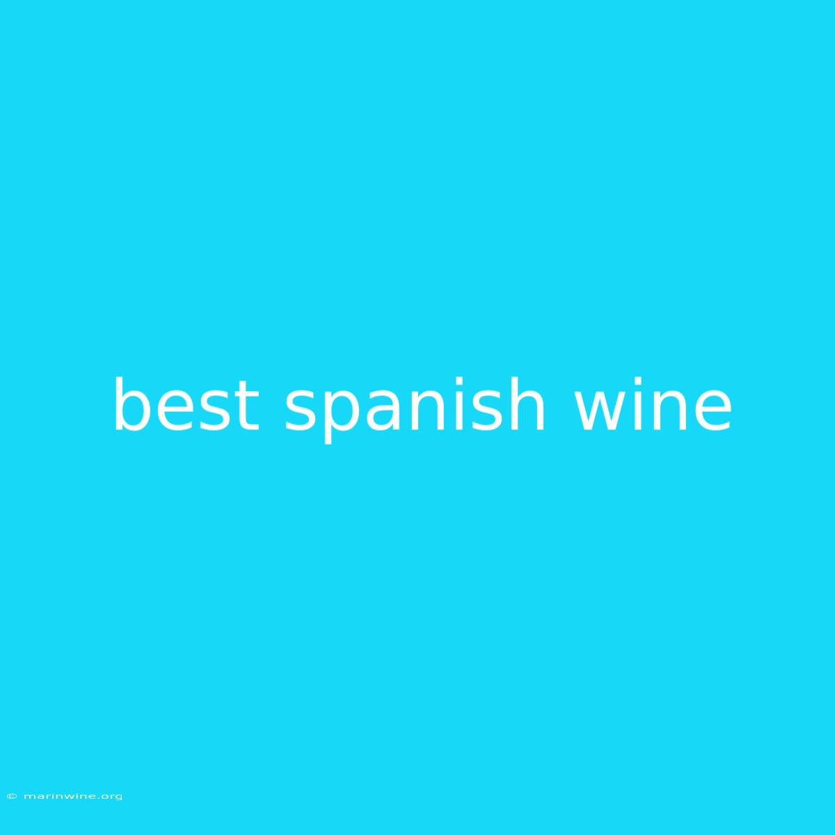 Best Spanish Wine