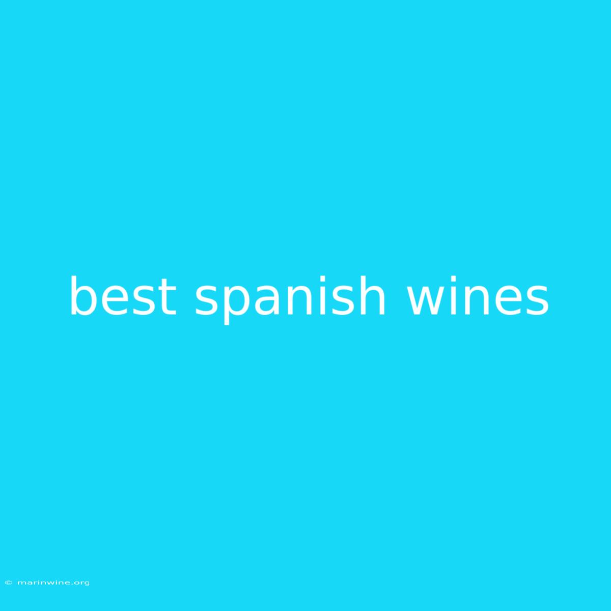 Best Spanish Wines