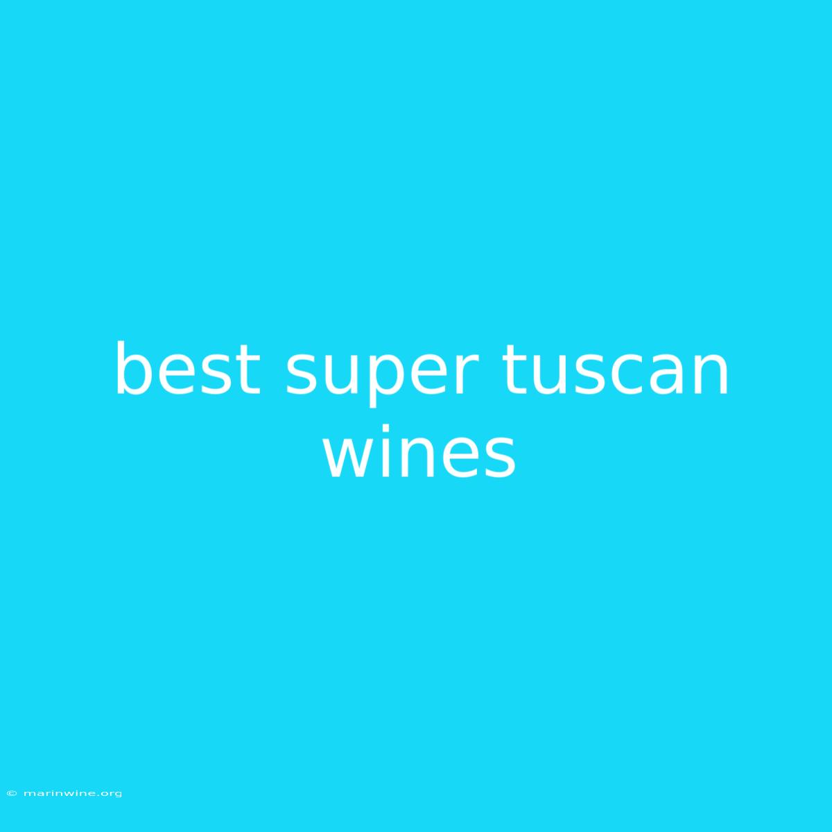 Best Super Tuscan Wines