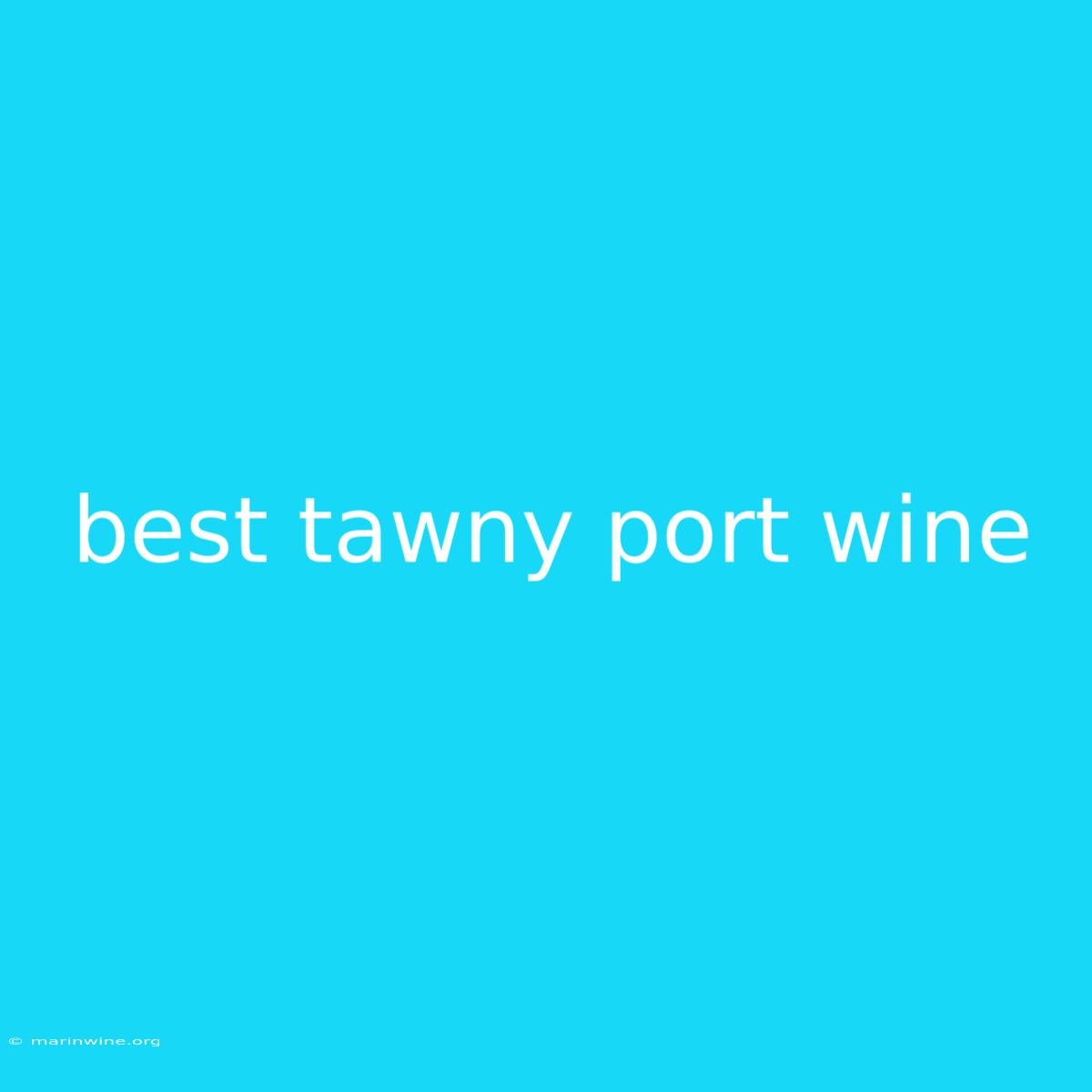 Best Tawny Port Wine