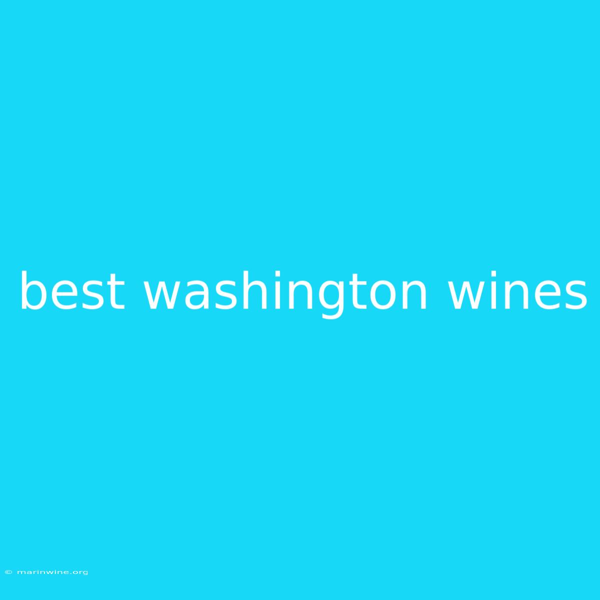 Best Washington Wines