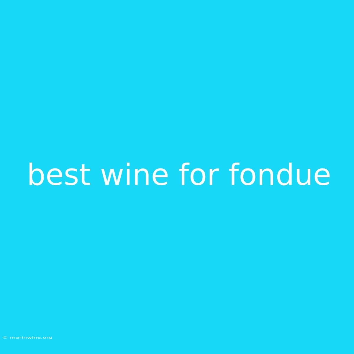 Best Wine For Fondue