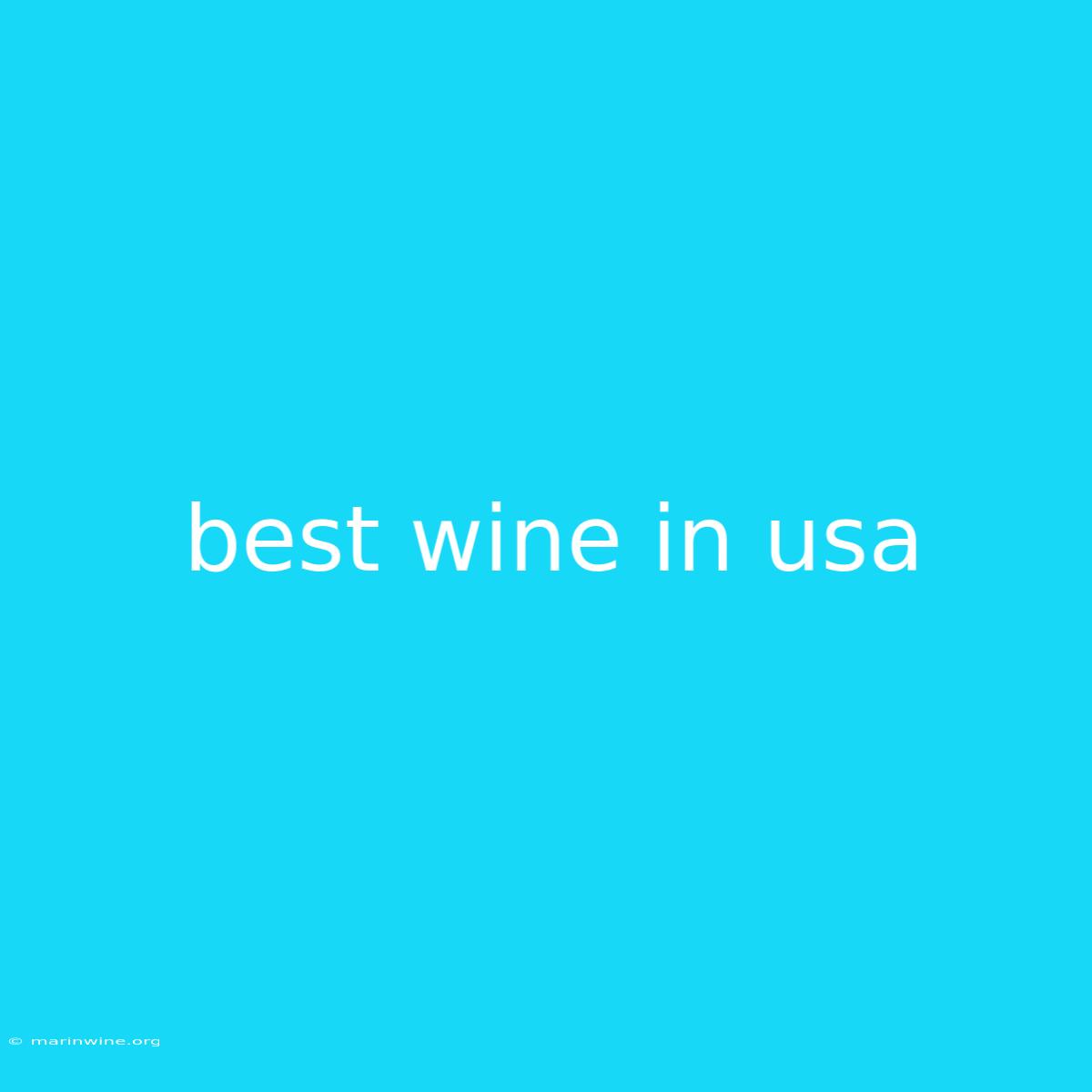 Best Wine In Usa