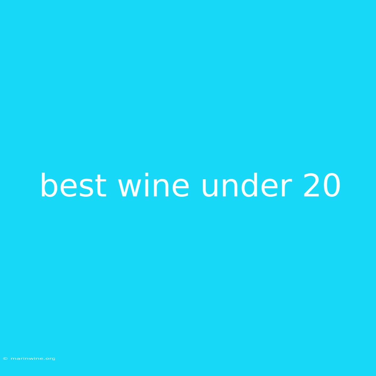 Best Wine Under 20