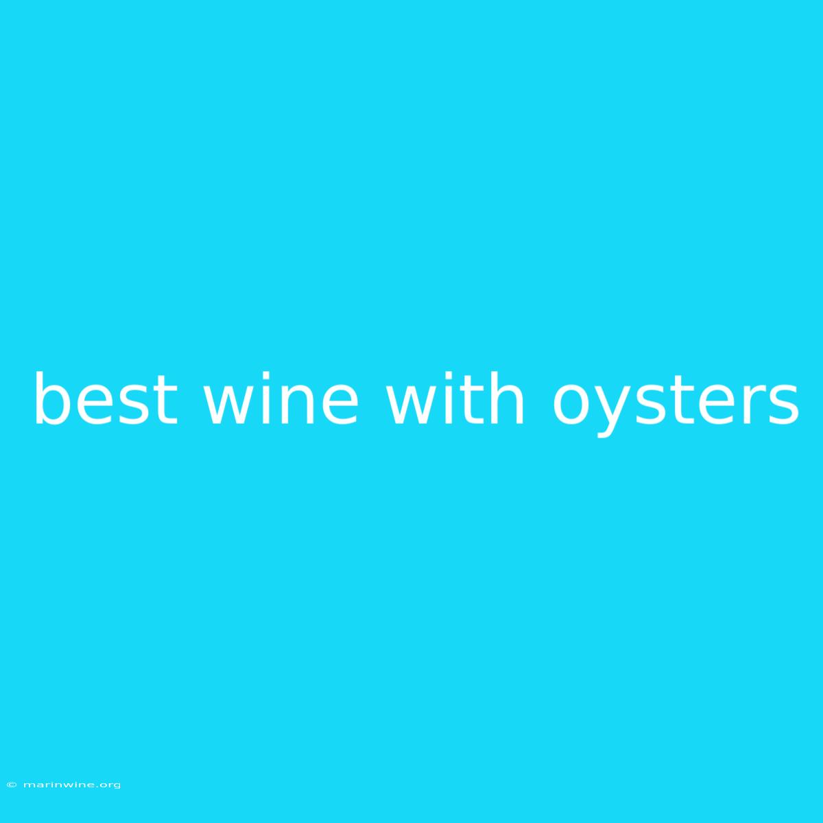 Best Wine With Oysters