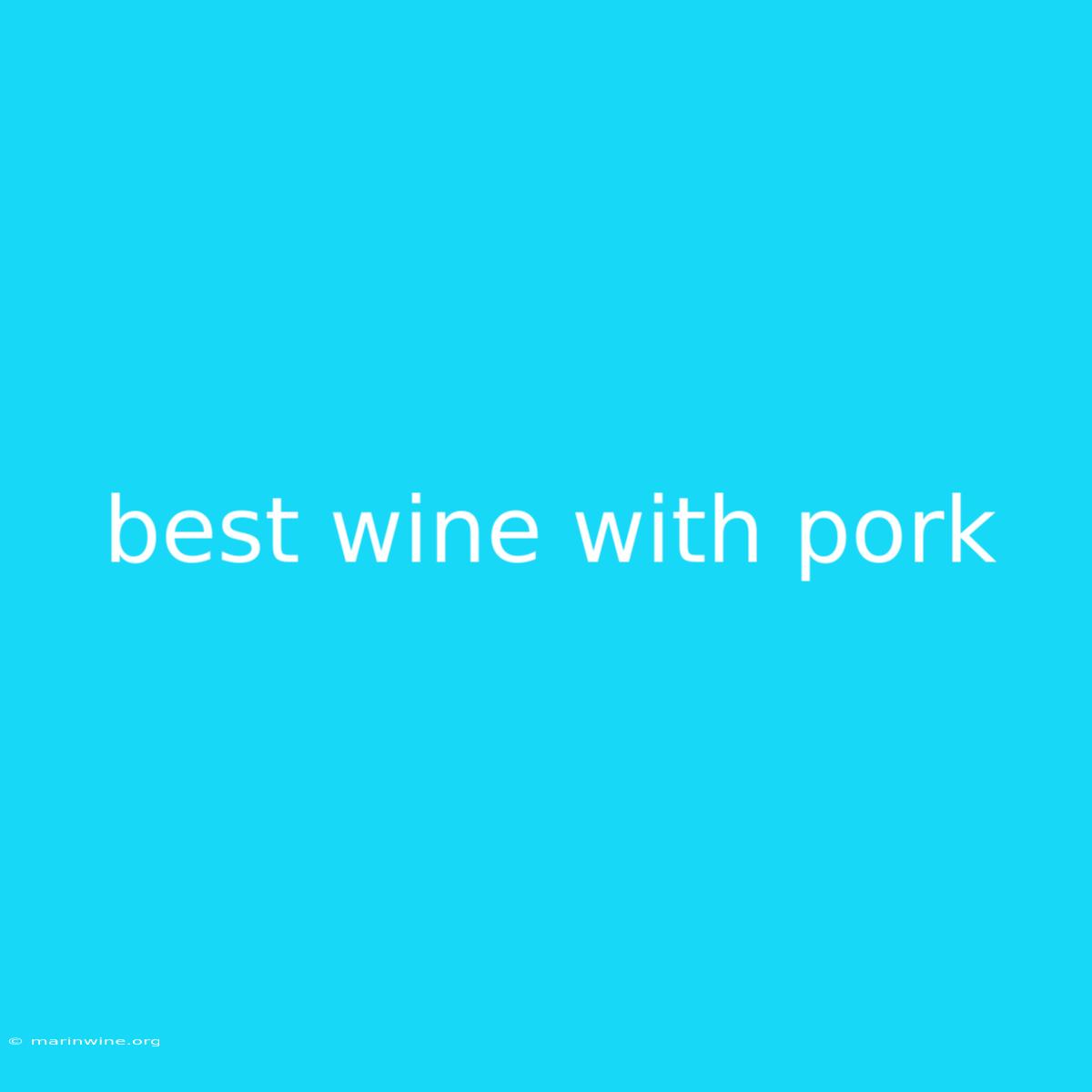 Best Wine With Pork