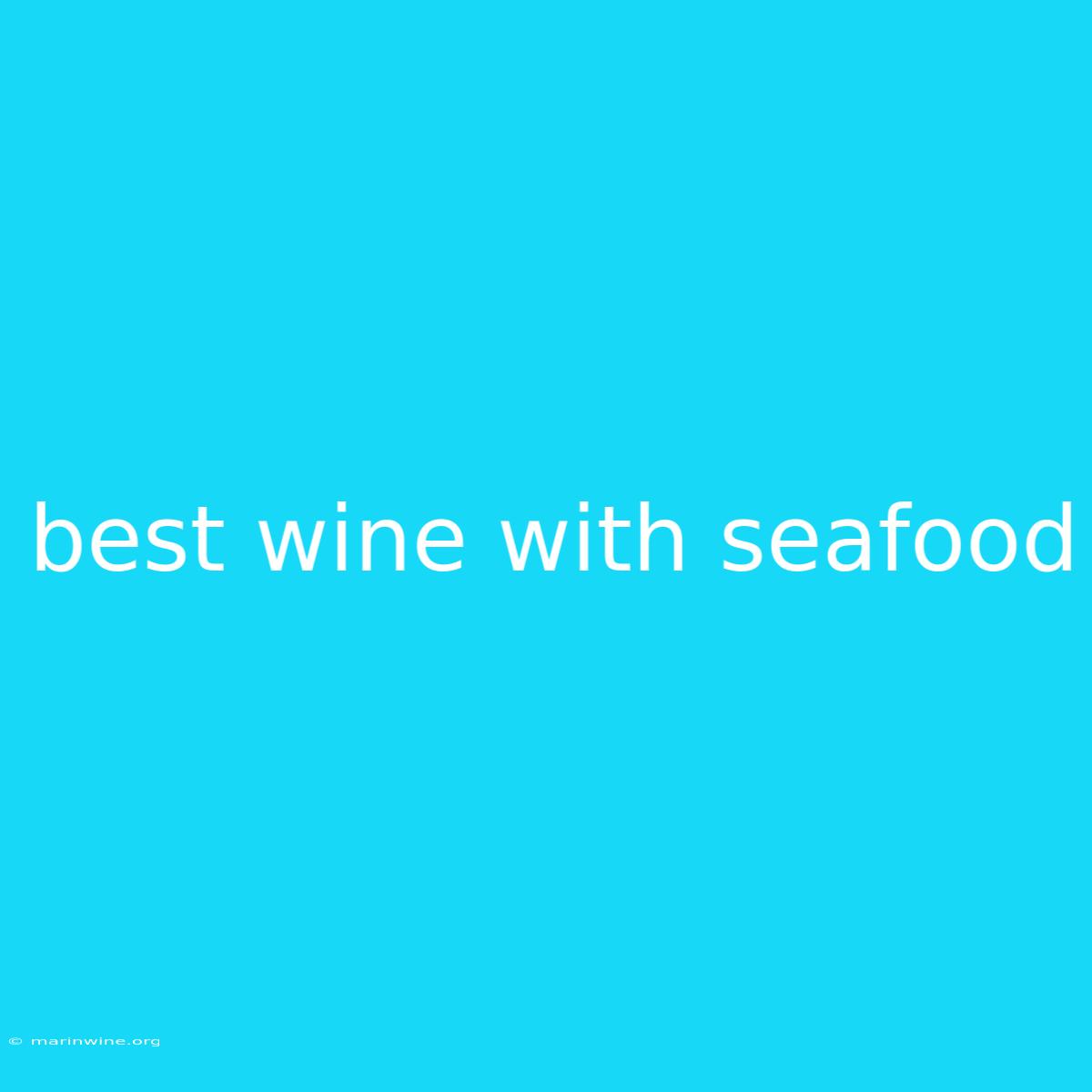 Best Wine With Seafood