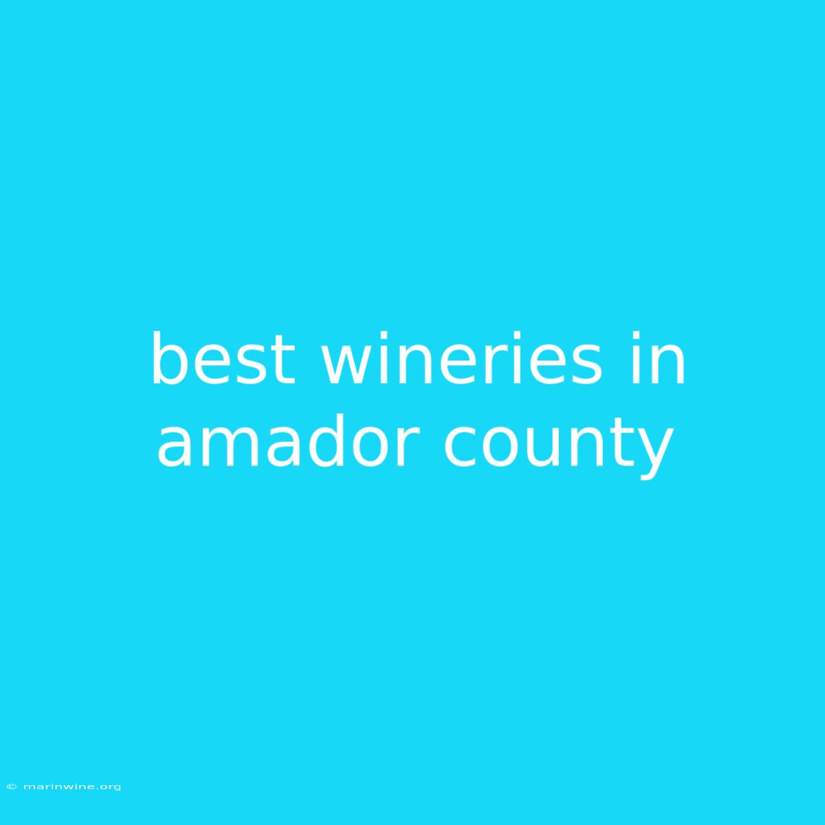 Best Wineries In Amador County