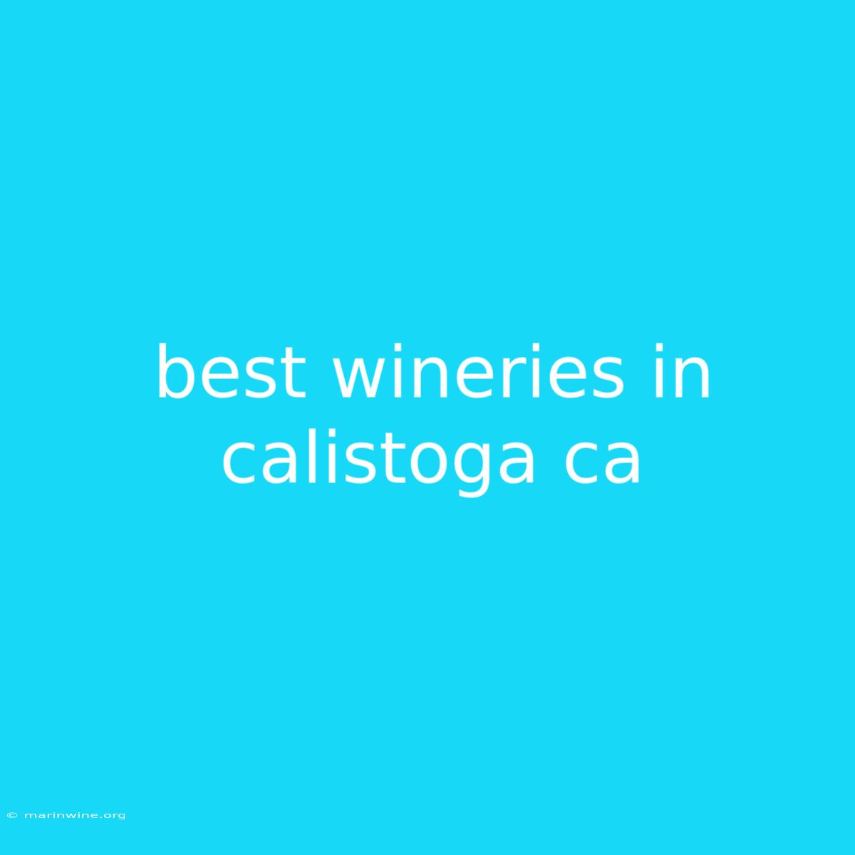 Best Wineries In Calistoga Ca