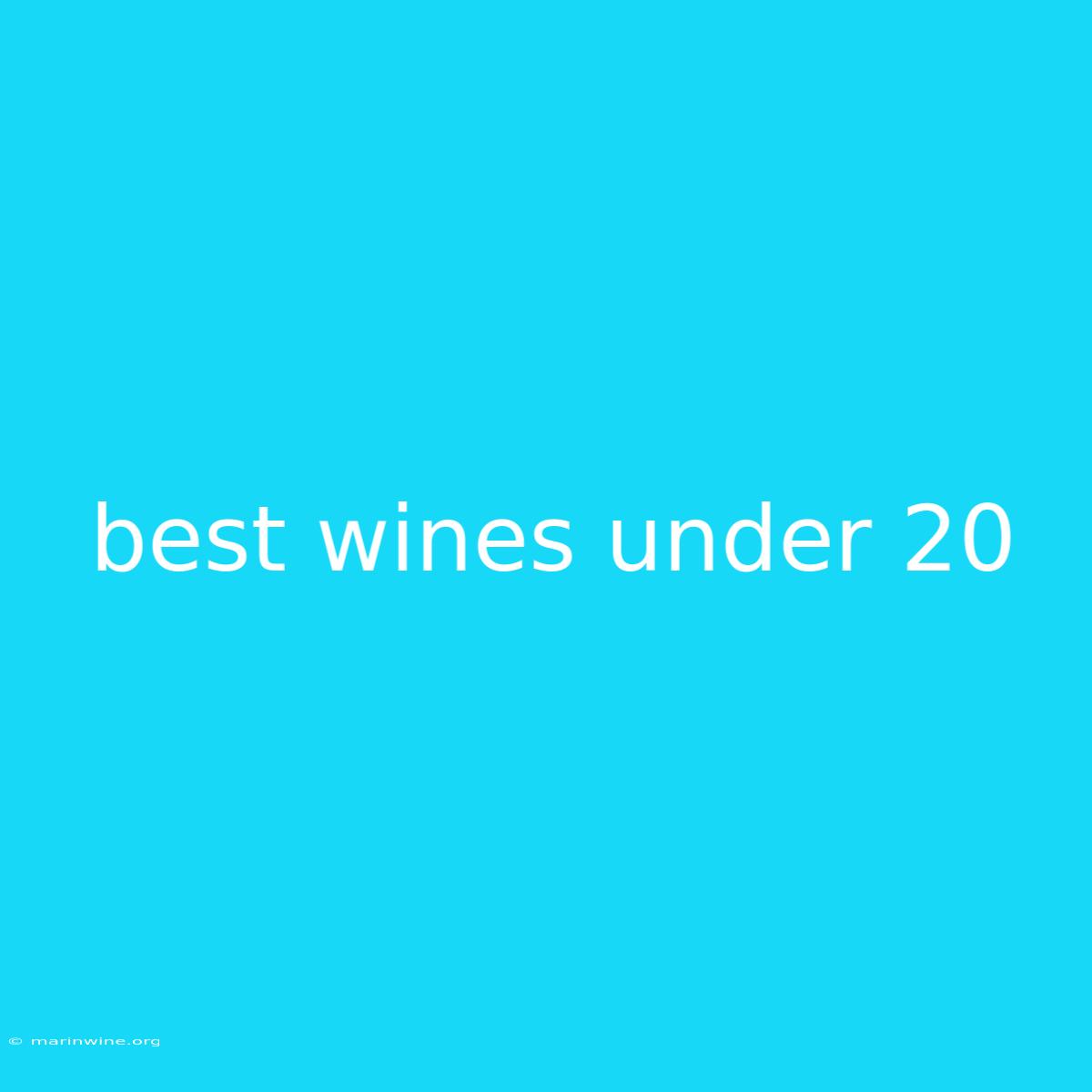 Best Wines Under 20