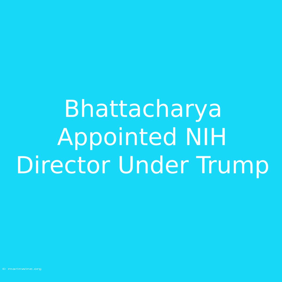 Bhattacharya Appointed NIH Director Under Trump