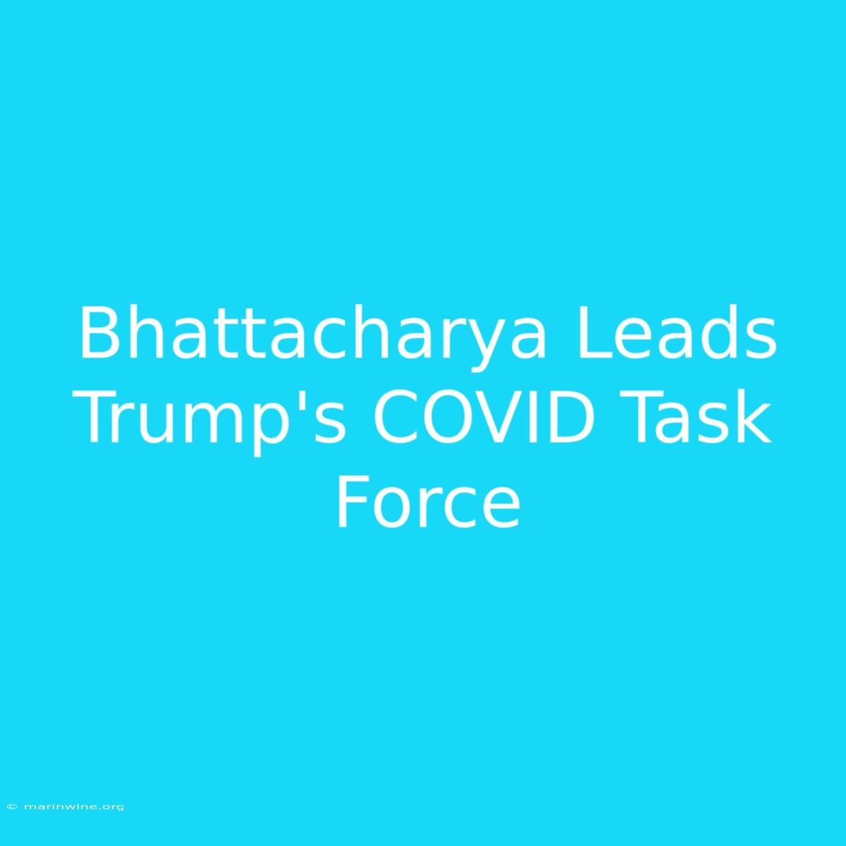 Bhattacharya Leads Trump's COVID Task Force