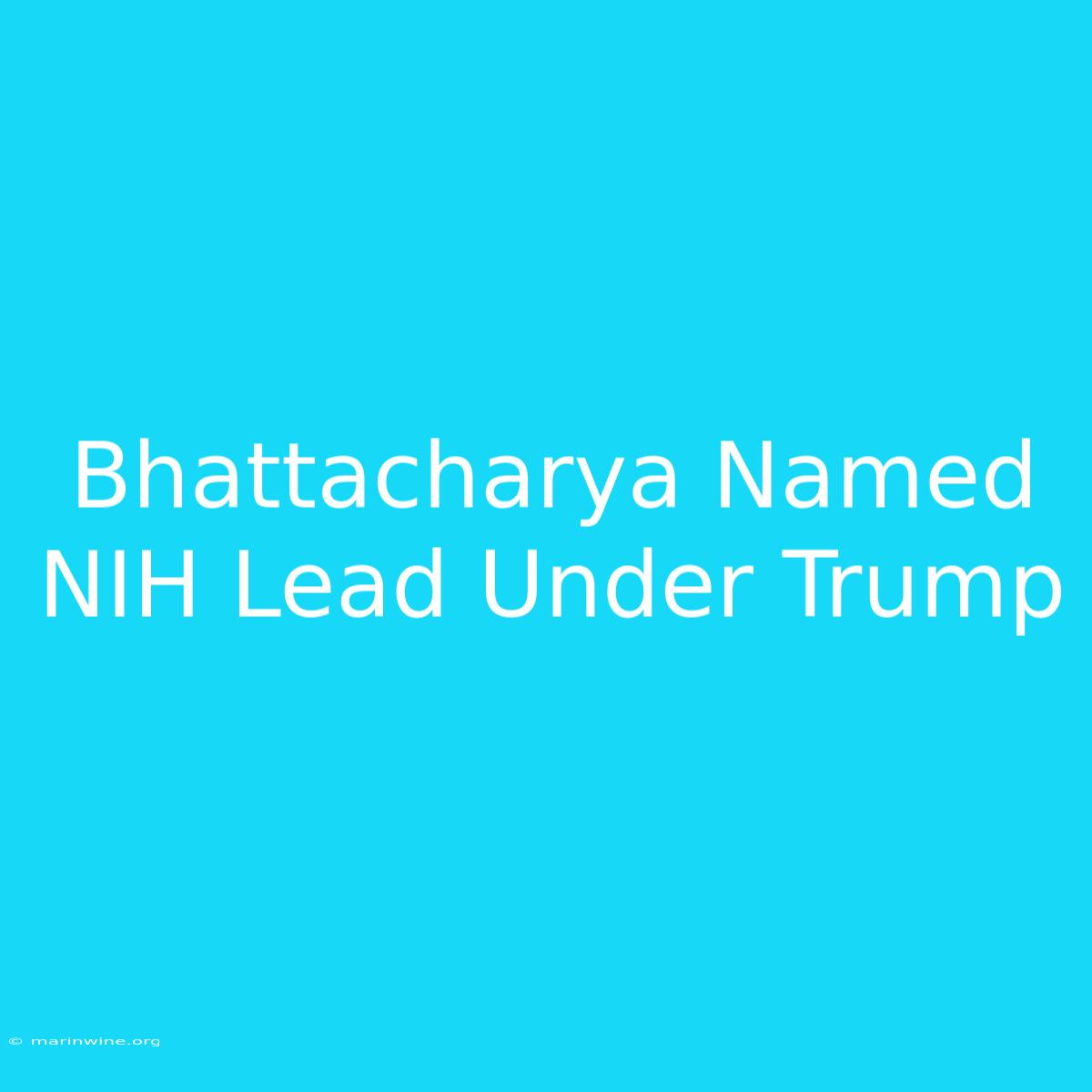 Bhattacharya Named NIH Lead Under Trump