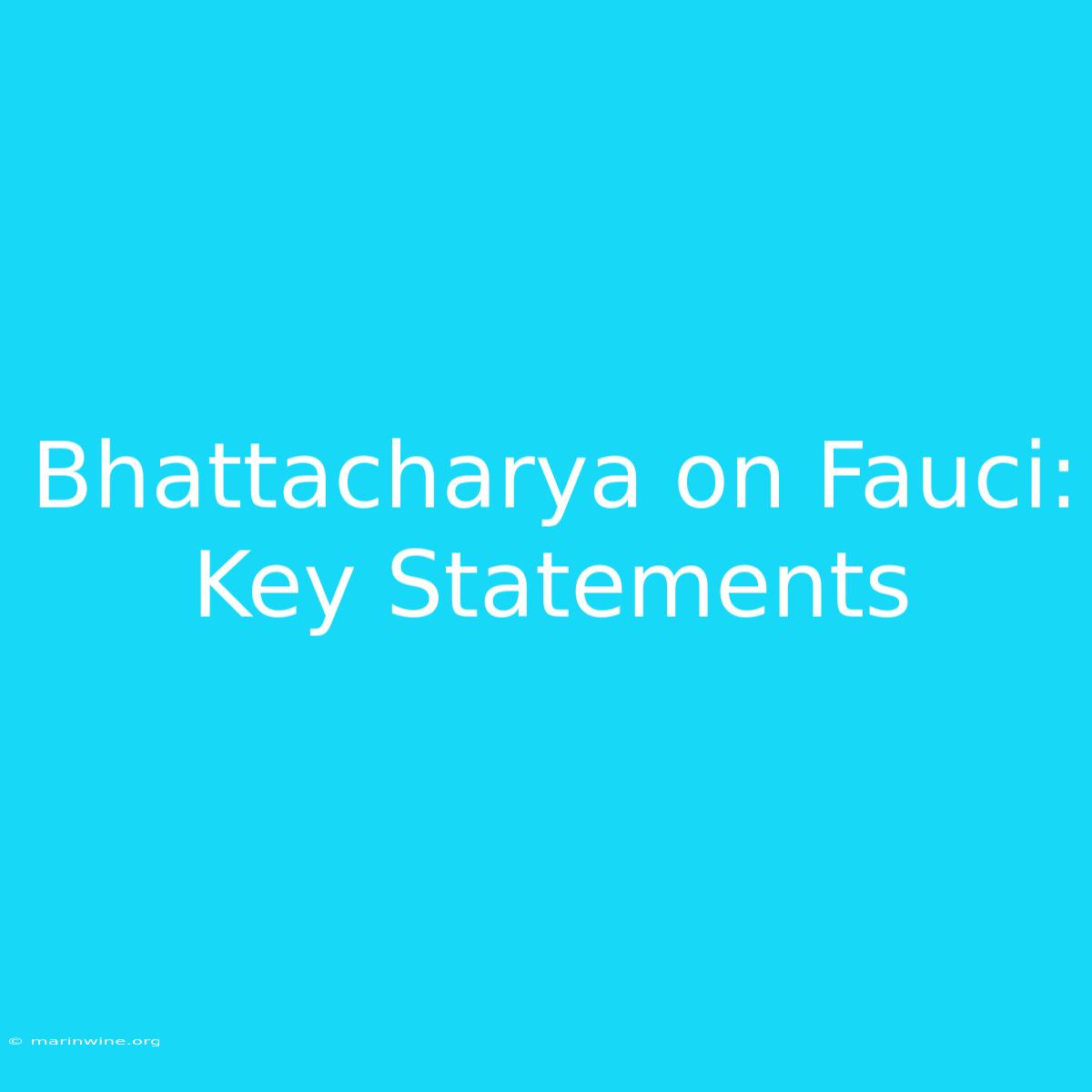 Bhattacharya On Fauci: Key Statements