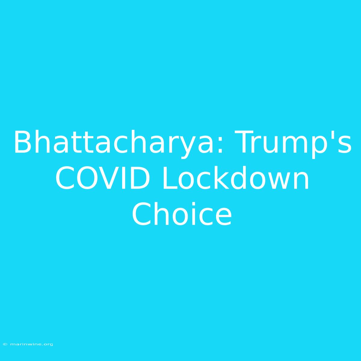 Bhattacharya: Trump's COVID Lockdown Choice