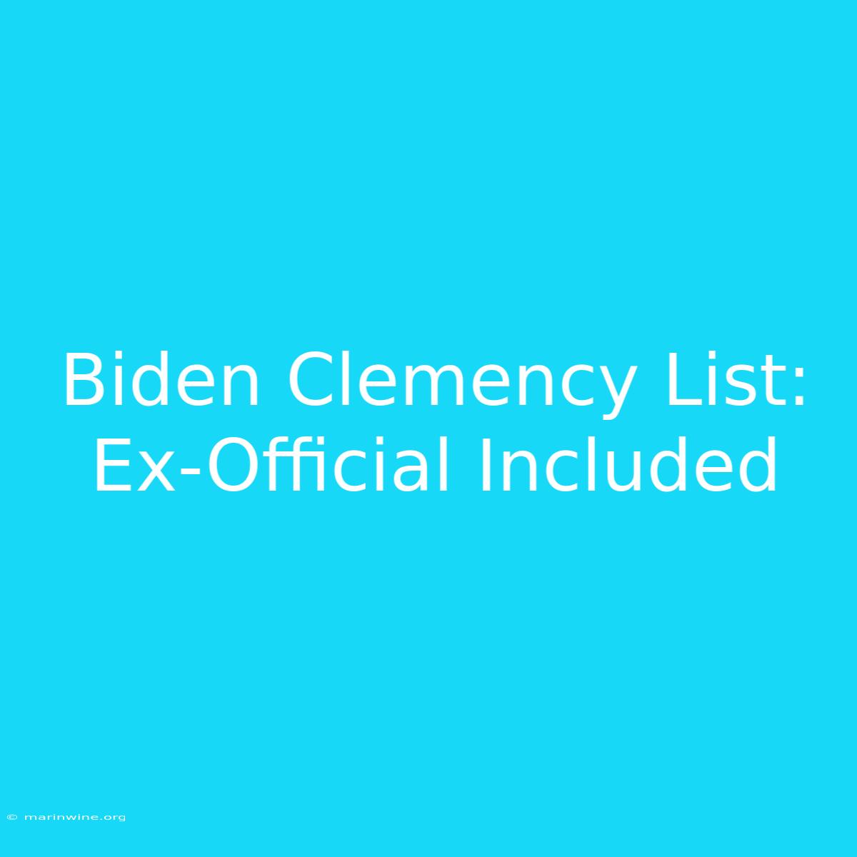 Biden Clemency List: Ex-Official Included