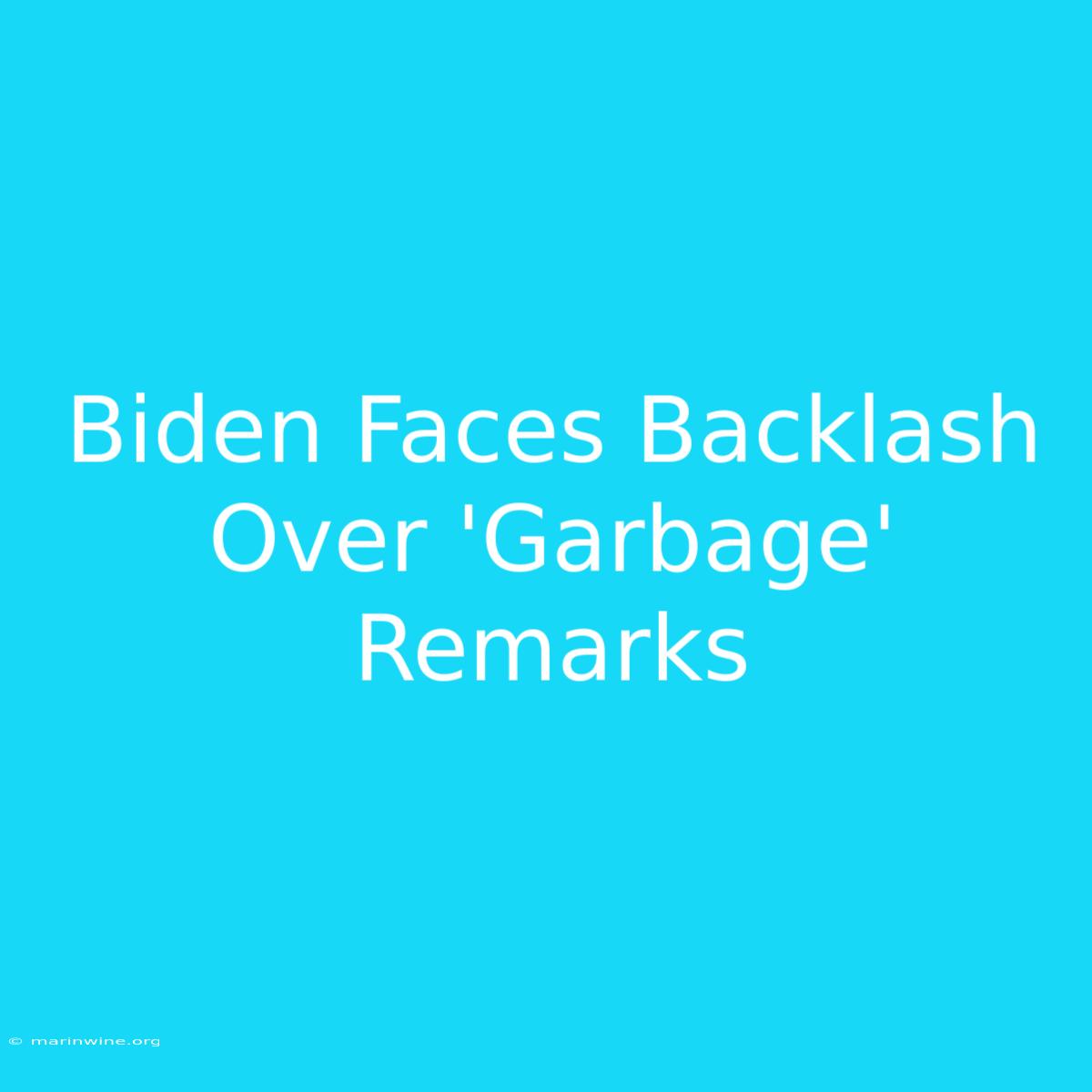 Biden Faces Backlash Over 'Garbage' Remarks 