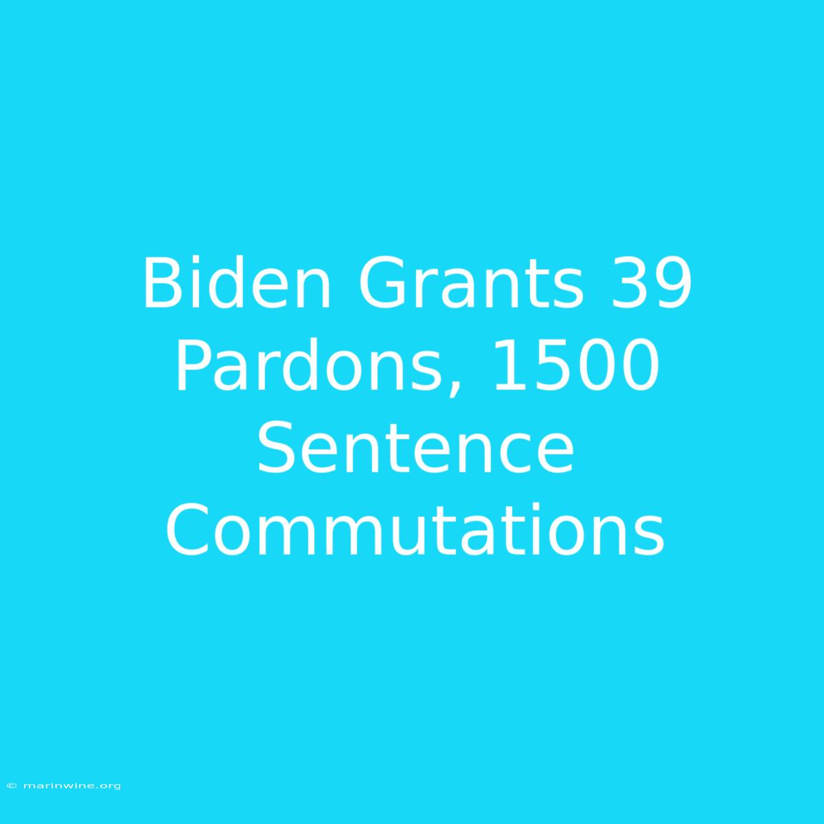 Biden Grants 39 Pardons, 1500 Sentence Commutations